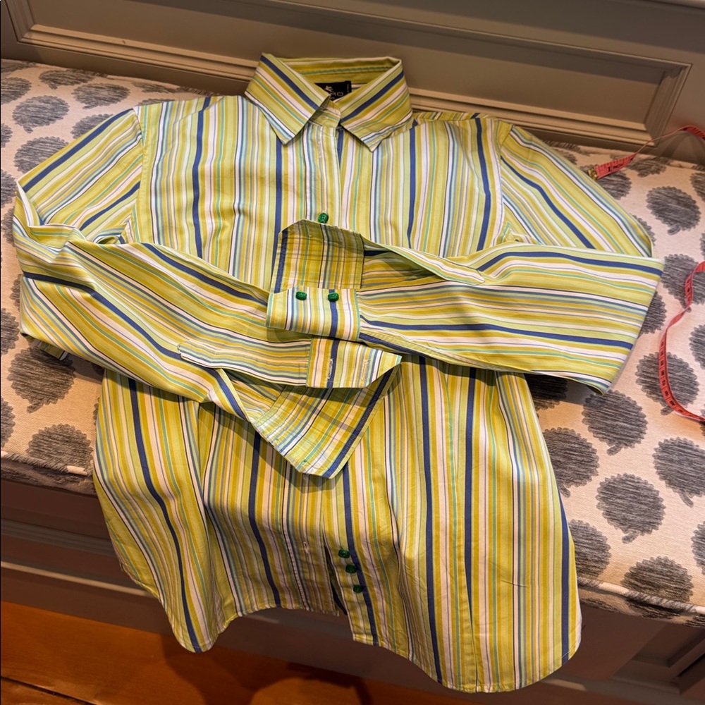 Etro ladies green and blue shirt in like-new condition size 46 - Picture 9 of 10